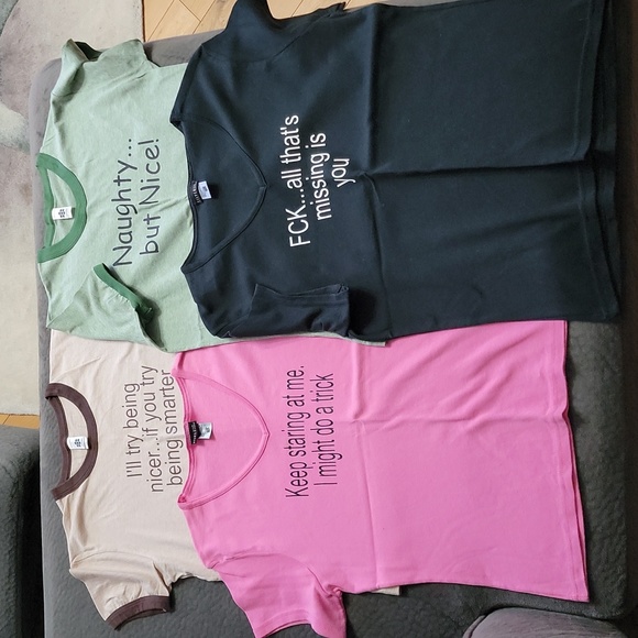 Various Tops with writing sz Large - Picture 1 of 6